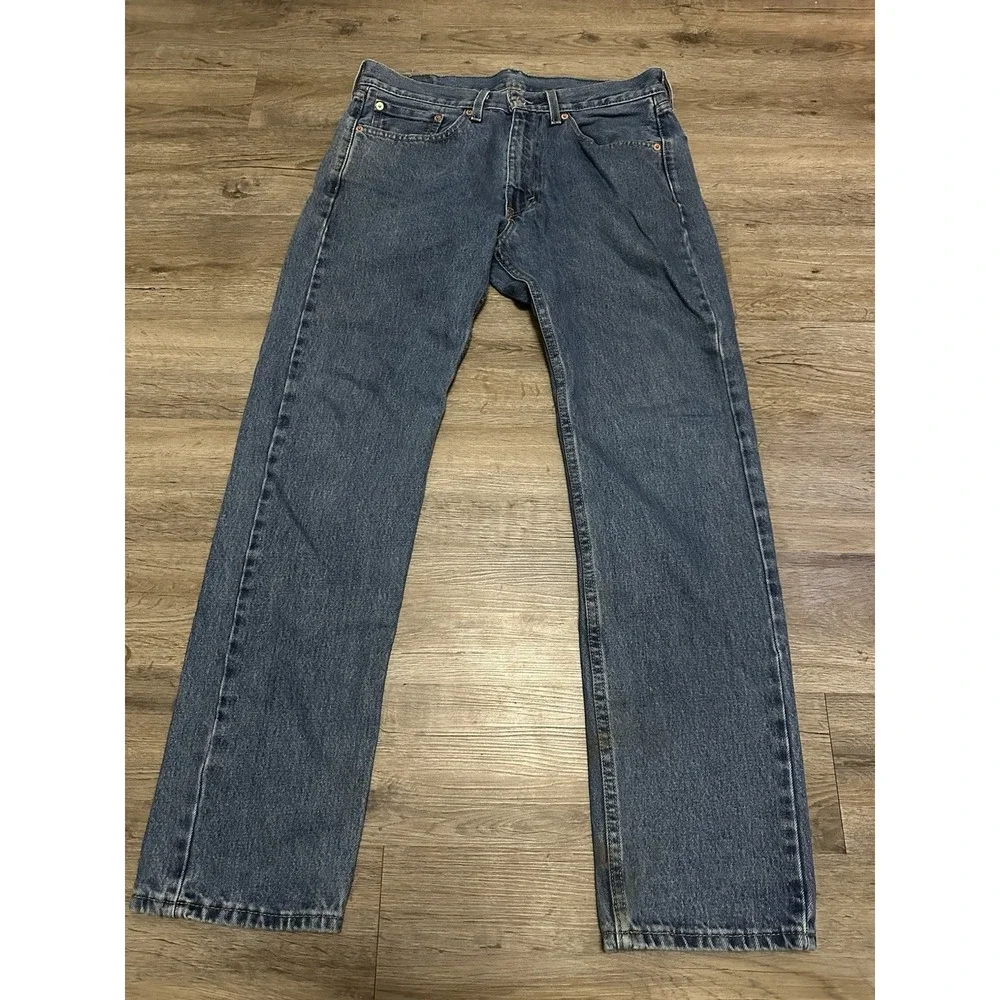 Levis 505 Jeans‎ Mens 32x32 Blue Regular Straight Mid Rise Medium Wash